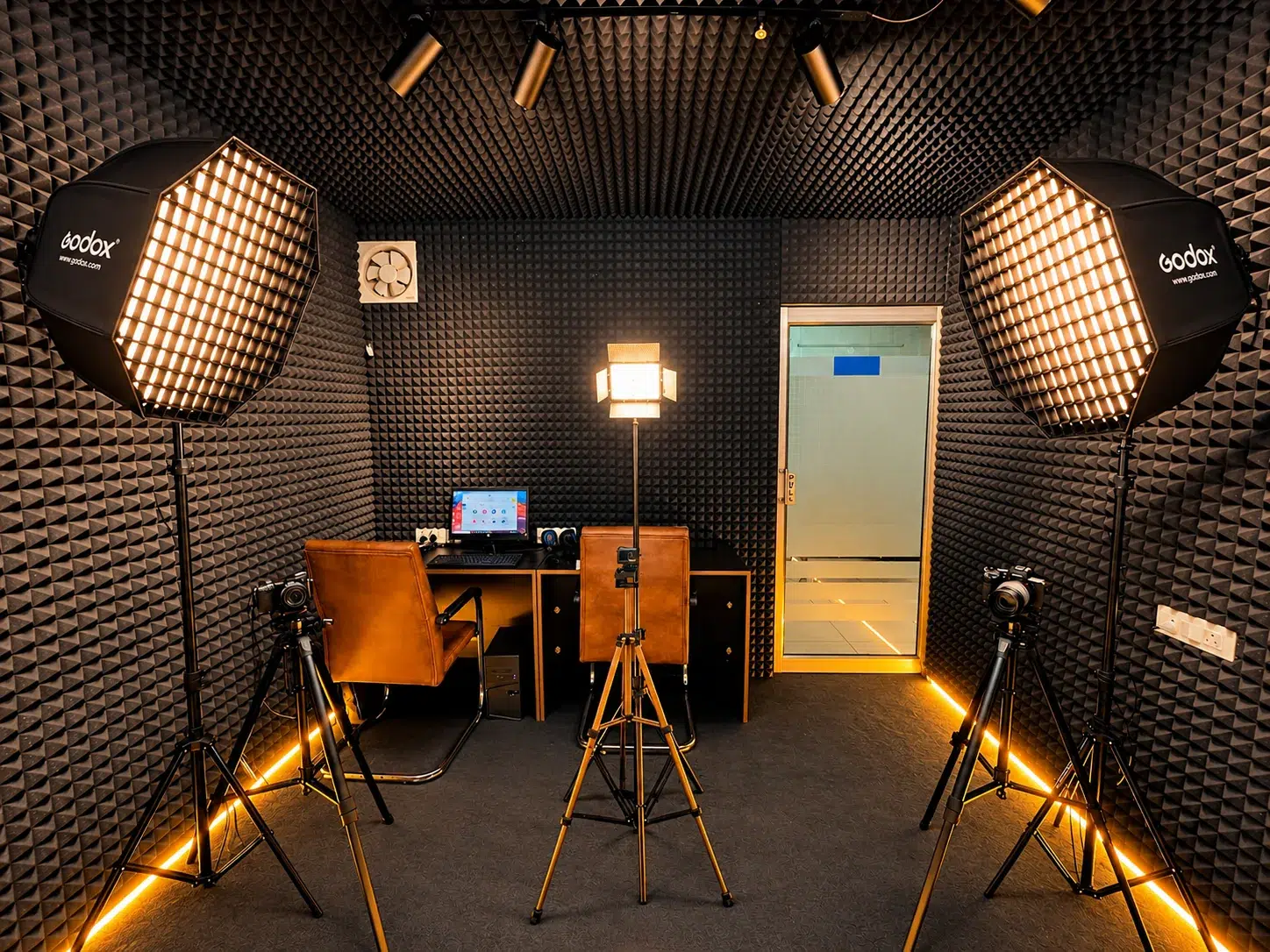 Recording lights and equipment in the Chandigarh studio
